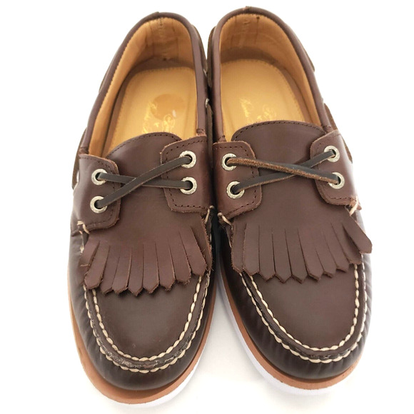 Sperry Top Sider x Brooks Brothers Boys SIZE 5 Kiltie Boat Shoes Brown STS24332 - Picture 1 of 13